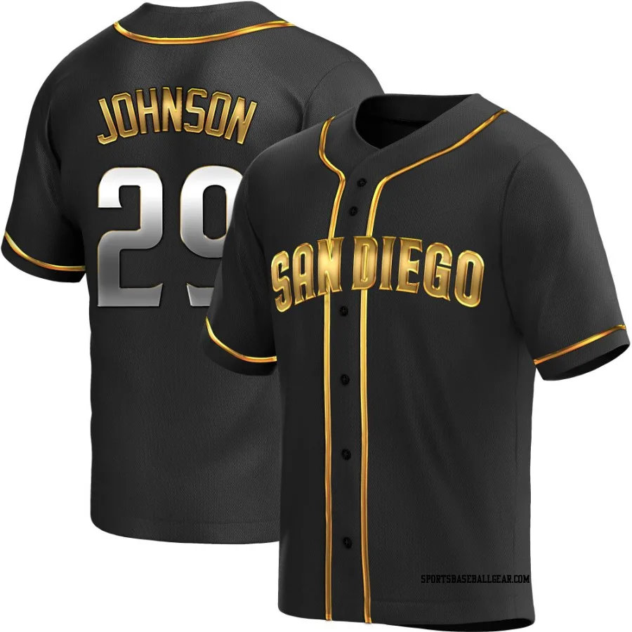 Bryce Johnson Youth San Diego Padres Black Golden Replica Alternate Jersey
