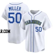 Bryce Miller Men's Seattle Mariners White Limited Throwback Cooperstown Collection Jersey