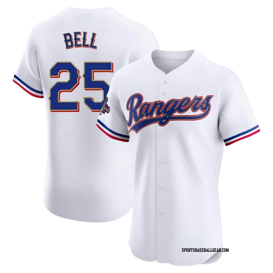 Buddy Bell Men's Texas Rangers Gold Elite White 2024 Collection Jersey