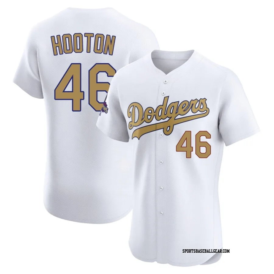 Burt Hooton Men's Los Angeles Dodgers Gold Elite White 2025 Collection Jersey