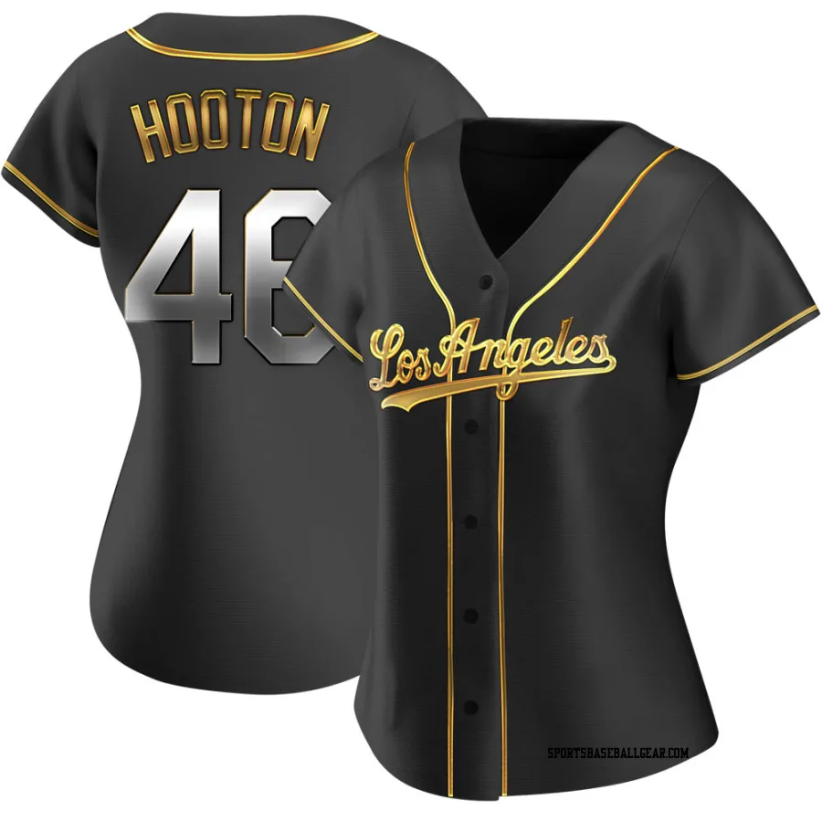 Burt Hooton Women's Los Angeles Dodgers Black Golden Replica Alternate Jersey