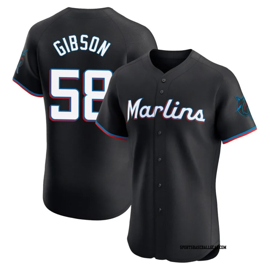 Cade Gibson Men's Miami Marlins Black Elite Alternate Vapor Premier Jersey