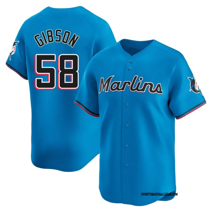 Cade Gibson Men's Miami Marlins Blue Limited Alternate Jersey