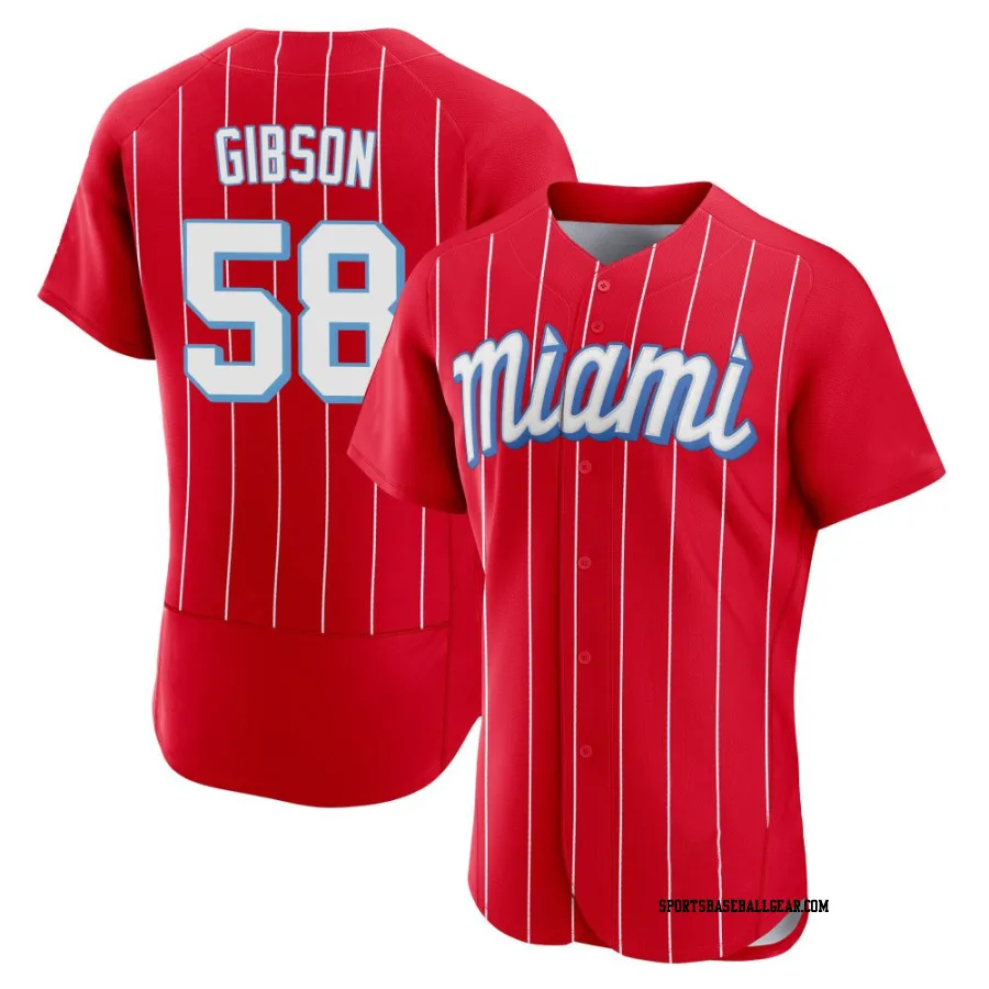 Cade Gibson Men's Miami Marlins Red Authentic 2021 City Connect Jersey