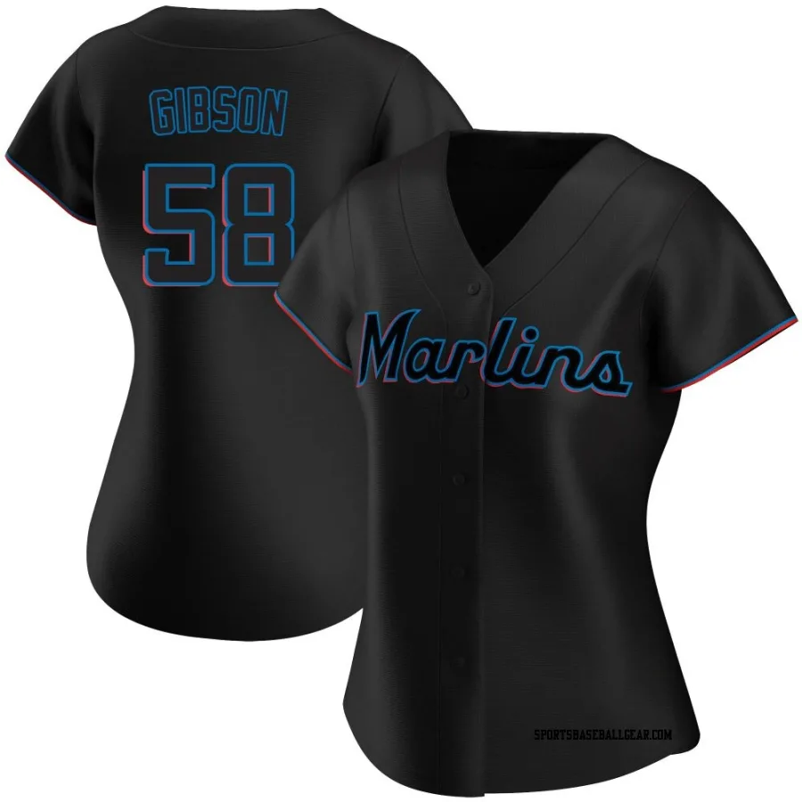 Cade Gibson Women's Miami Marlins Black Replica Alternate Jersey