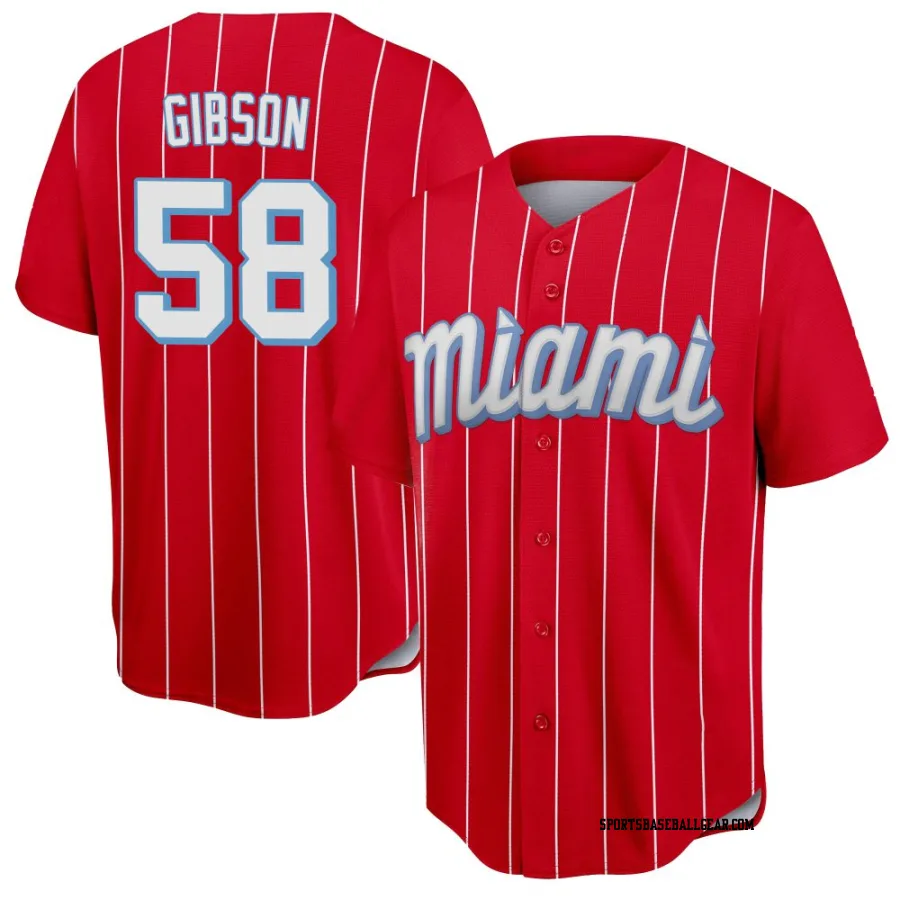 Cade Gibson Youth Miami Marlins Red Replica 2021 City Connect Jersey