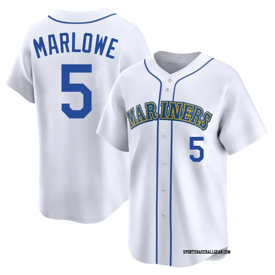 Cade Marlowe Men's Seattle Mariners White Limited Throwback Cooperstown Collection Jersey