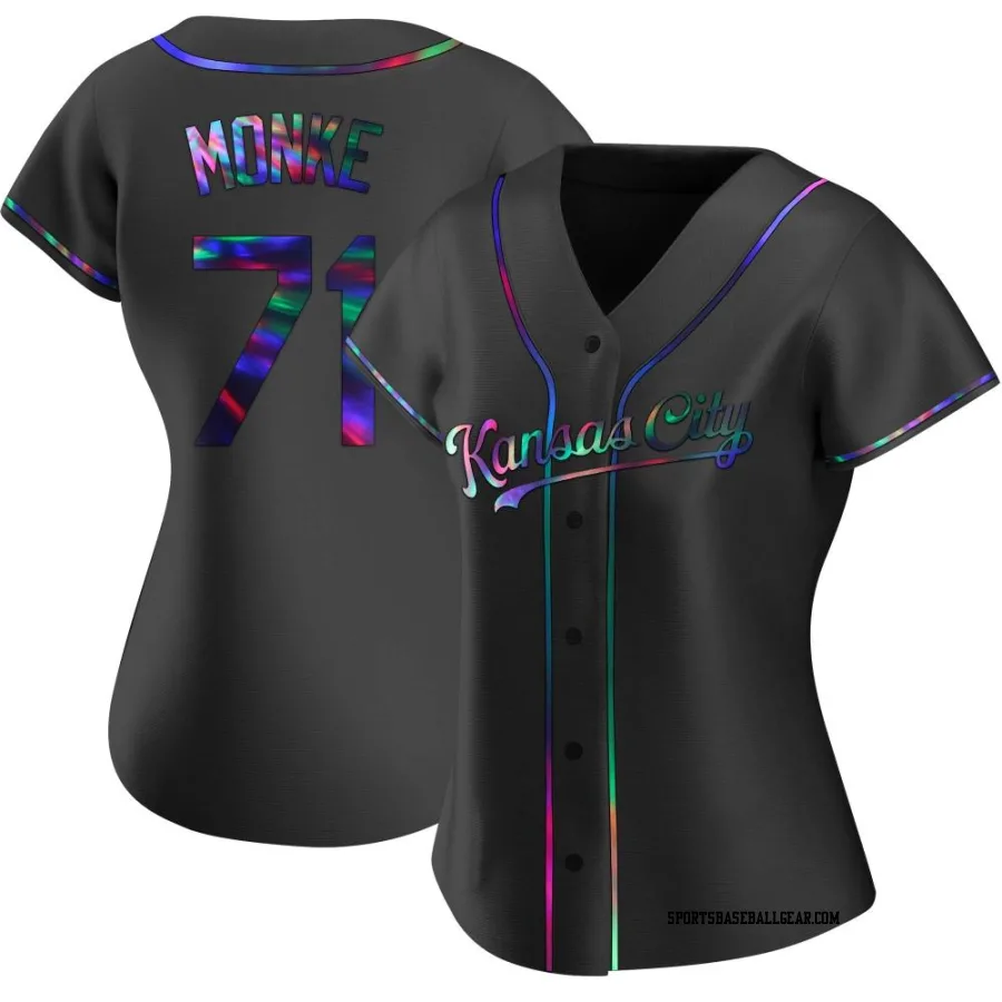 Caden Monke Women's Kansas City Royals Black Holographic Replica Alternate Jersey