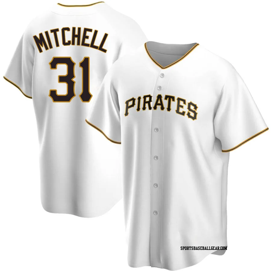 Cal Mitchell Men's Pittsburgh Pirates White Replica Home Jersey