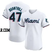 Cal Quantrill Men's Miami Marlins White Elite Home Patch Jersey