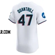 Cal Quantrill Men's Miami Marlins White Elite Home Patch Jersey