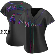 Cal Quantrill Women's Miami Marlins Black Holographic Replica Alternate Jersey