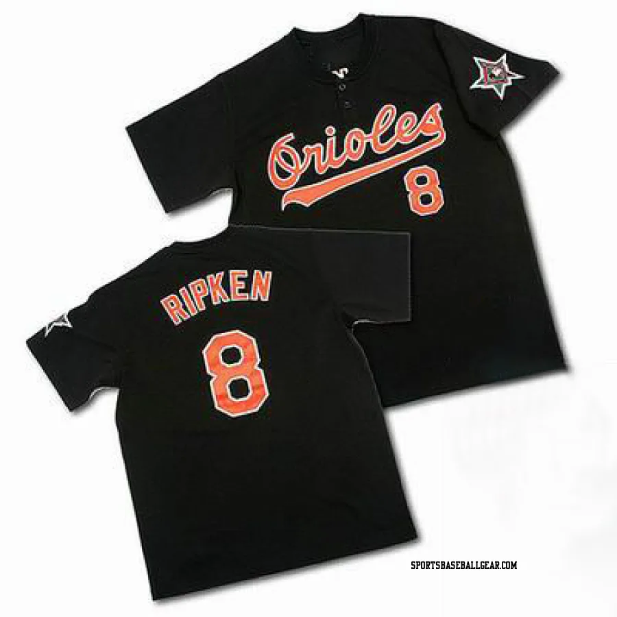 Cal Ripken Men's Baltimore Orioles Black Replica Throwback Jersey