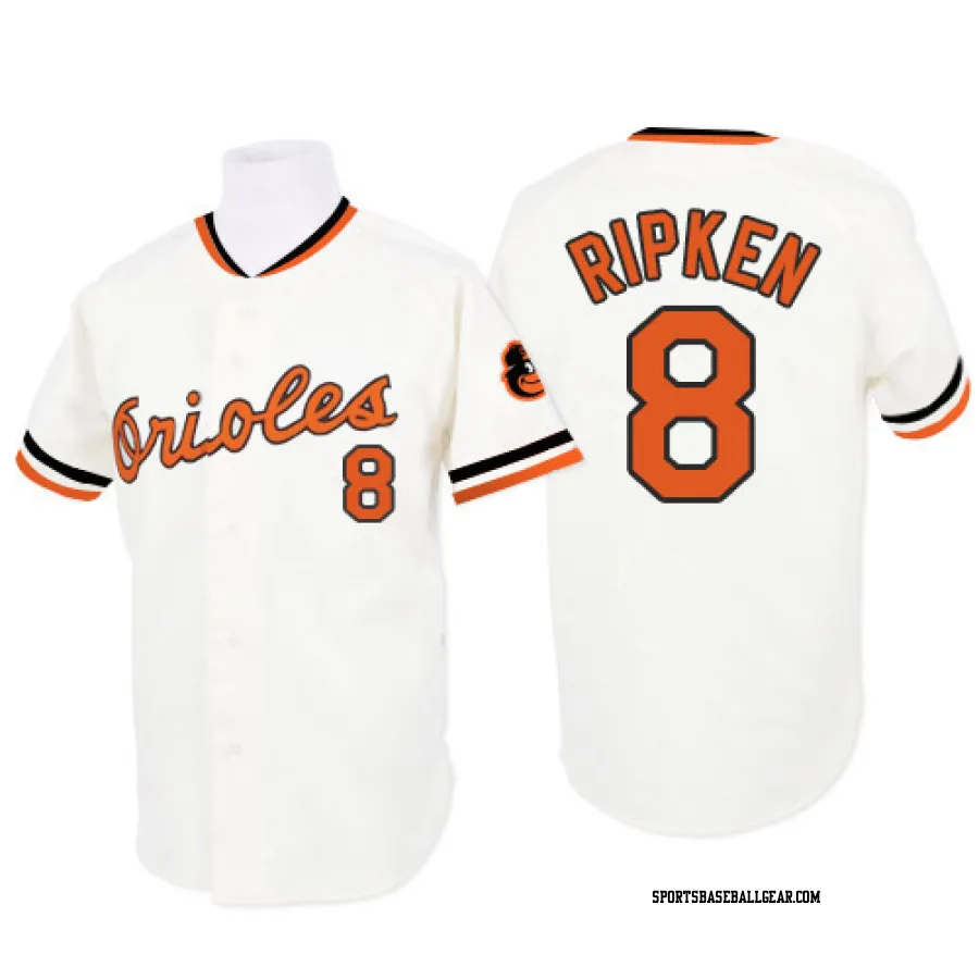 Cal Ripken Men's Baltimore Orioles White Replica 1970 Throwback Jersey