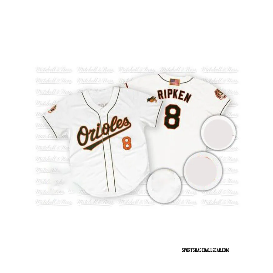 Cal Ripken Men's Baltimore Orioles White Replica Throwback Jersey