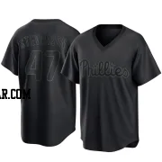 Cal Stevenson Men's Philadelphia Phillies Black Replica Pitch Fashion Jersey