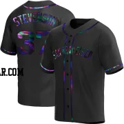 Cal Stevenson Men's San Francisco Giants Black Holographic Replica Alternate Jersey