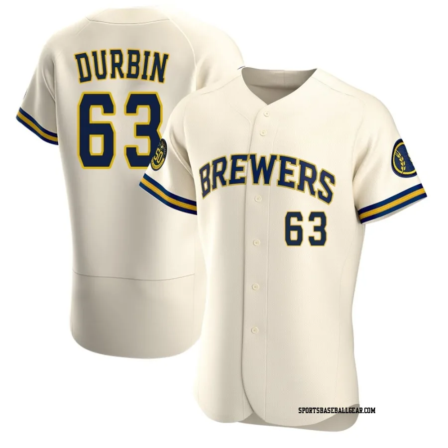 Caleb Durbin Men's Milwaukee Brewers Cream Authentic Home Jersey