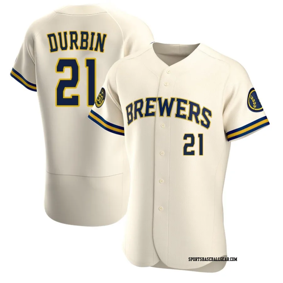Caleb Durbin Men's Milwaukee Brewers Cream Authentic Home Jersey