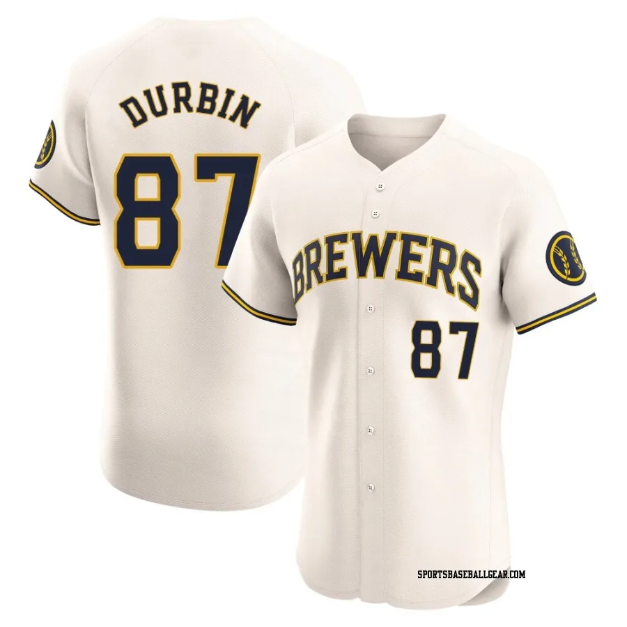 Caleb Durbin Men's Milwaukee Brewers Cream Elite Home Jersey