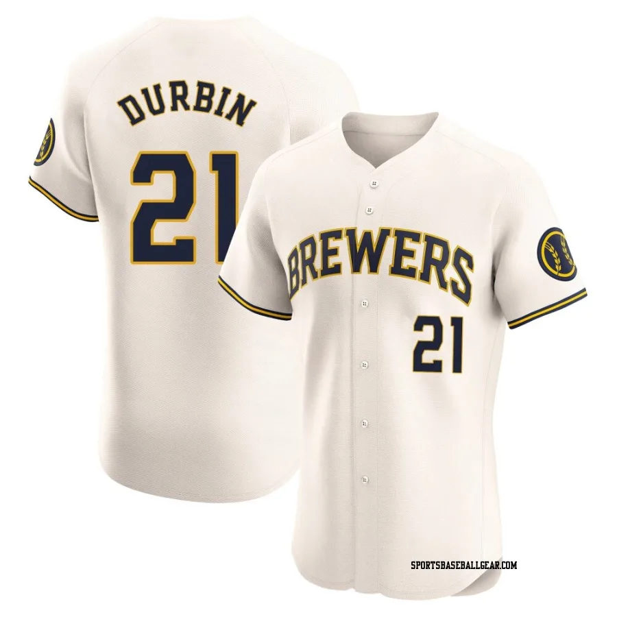 Caleb Durbin Men's Milwaukee Brewers Cream Elite Home Jersey