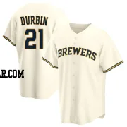 Caleb Durbin Men's Milwaukee Brewers Cream Replica Home Jersey