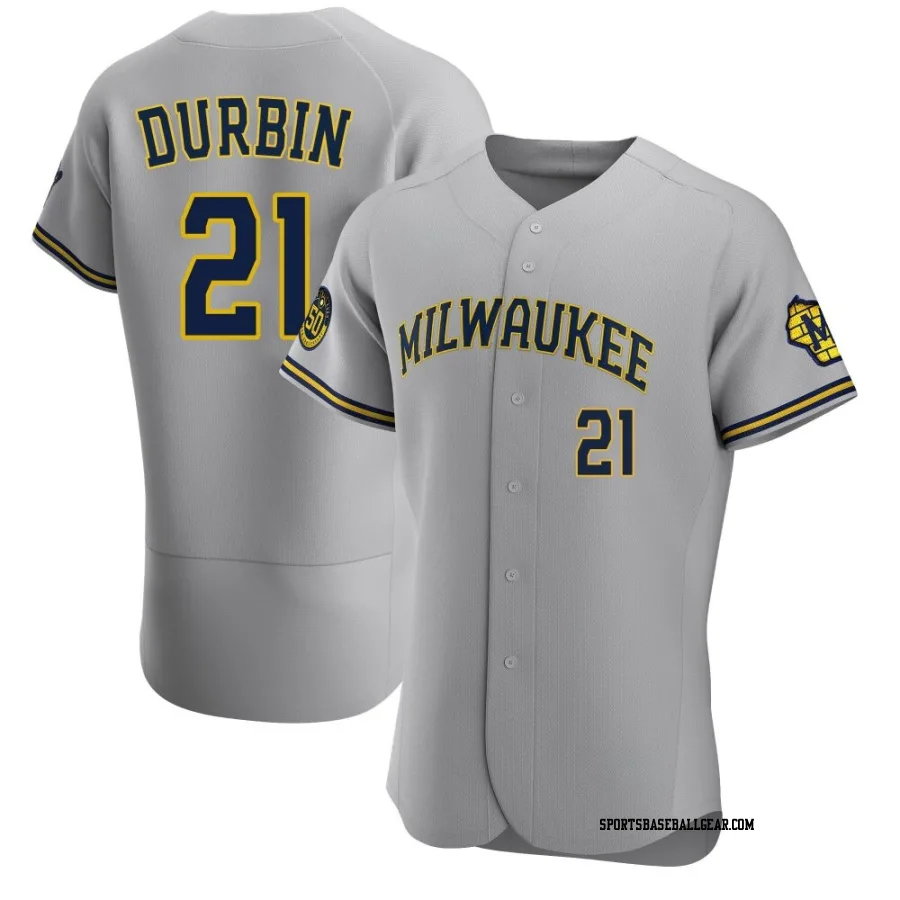 Caleb Durbin Men's Milwaukee Brewers Gray Authentic Road Jersey