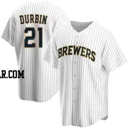 Caleb Durbin Men's Milwaukee Brewers White Replica Home Jersey