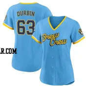 Caleb Durbin Women's Milwaukee Brewers Blue Replica Powder 2022 City Connect Jersey