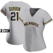 Caleb Durbin Women's Milwaukee Brewers Gray Authentic Road Jersey
