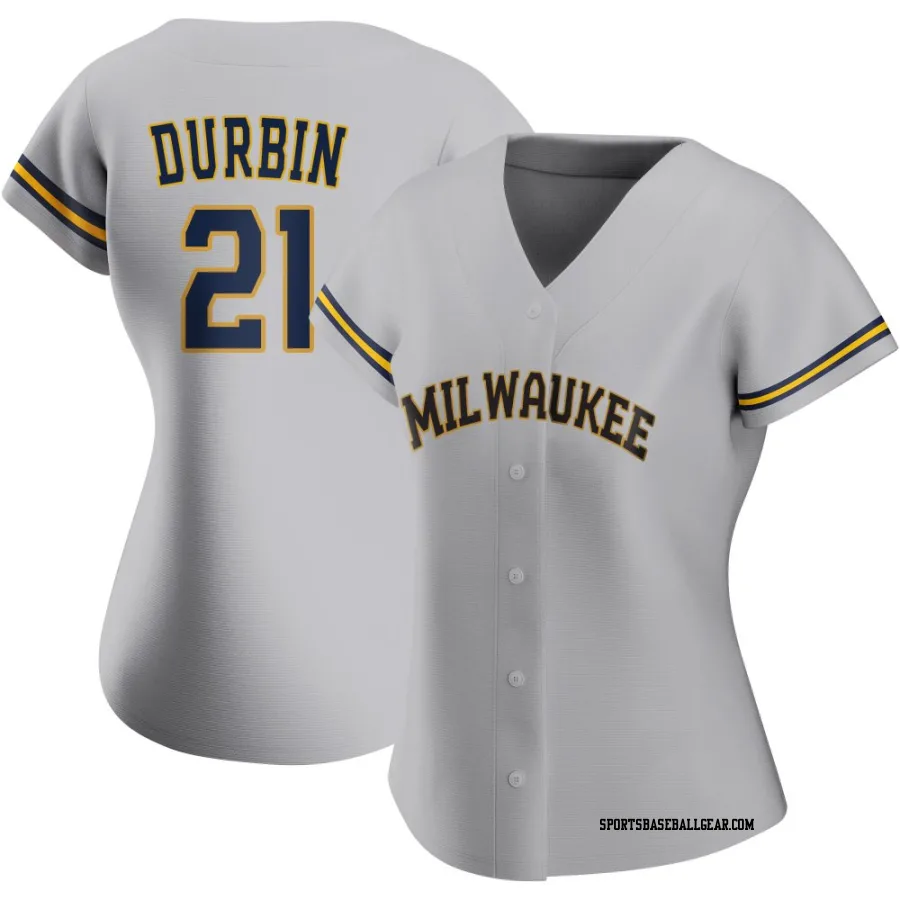 Caleb Durbin Women's Milwaukee Brewers Gray Authentic Road Jersey