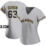 Caleb Durbin Women's Milwaukee Brewers Gray Replica Road Jersey