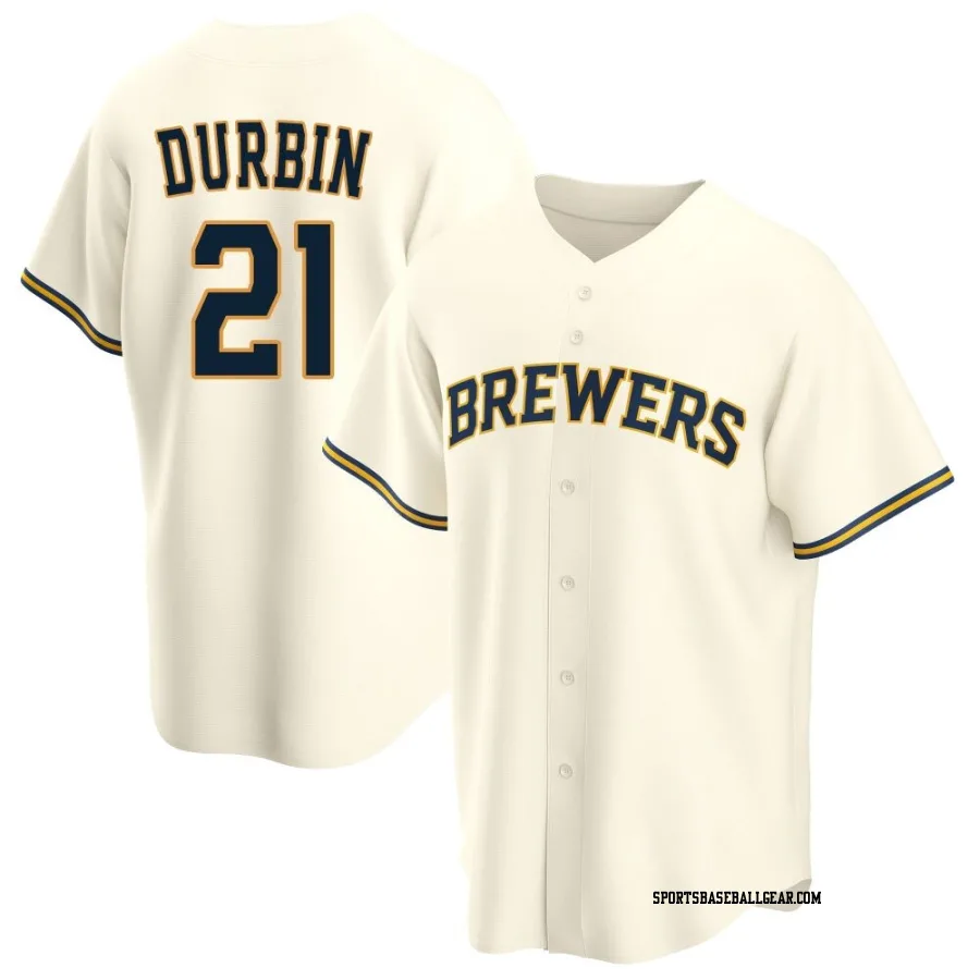 Caleb Durbin Youth Milwaukee Brewers Cream Replica Home Jersey