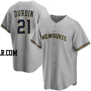 Caleb Durbin Youth Milwaukee Brewers Gray Replica Road Jersey