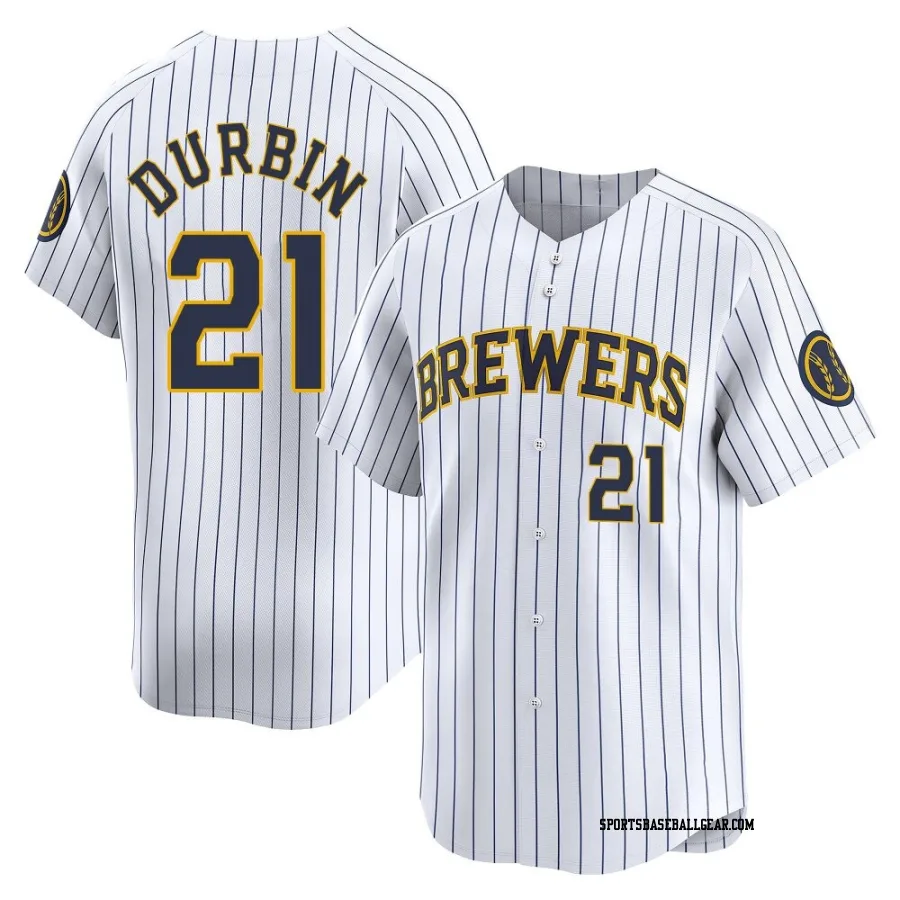 Caleb Durbin Youth Milwaukee Brewers White Limited Alternate Jersey