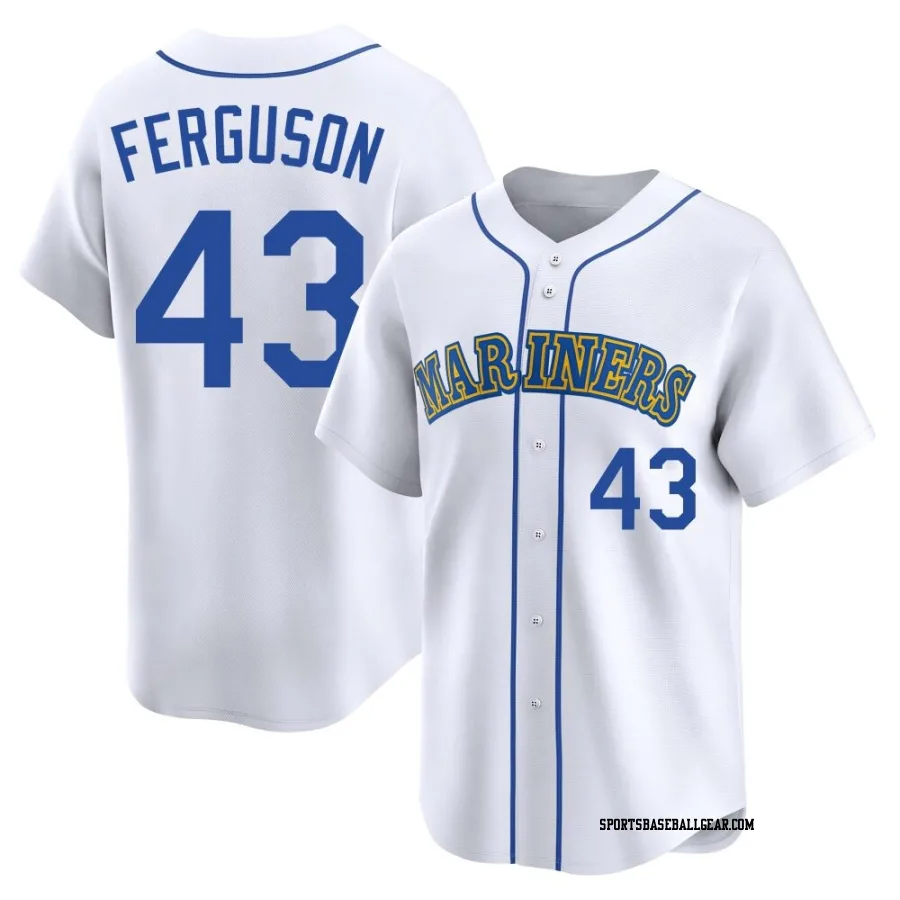 Caleb Ferguson Men's Seattle Mariners White Limited Throwback Cooperstown Collection Jersey