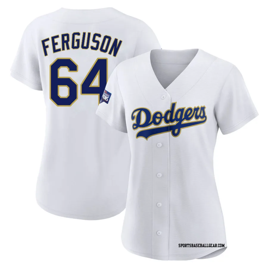 Caleb Ferguson Women's Los Angeles Dodgers White/Gold Replica 2021 Gold Program Player Jersey