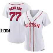 Caleb Hamilton Women's Boston Red Sox White Replica 2021 Patriots' Day Jersey