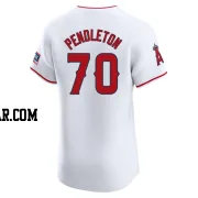 Caleb Pendleton Men's Los Angeles Angels White Elite Home Patch Jersey