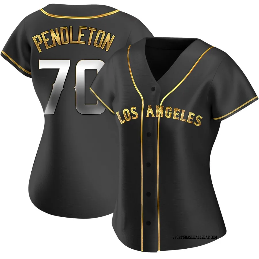 Caleb Pendleton Women's Los Angeles Angels Black Golden Replica Alternate Jersey