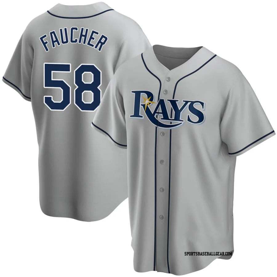 Calvin Faucher Men's Tampa Bay Rays Gray Replica Road Jersey
