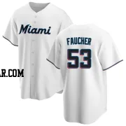 Calvin Faucher Youth Miami Marlins White Replica Home Jersey