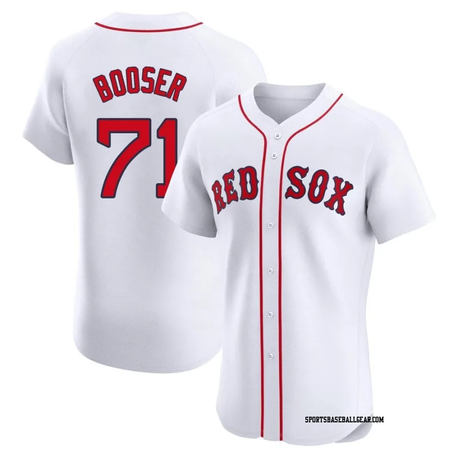 Cam Booser Men's Boston Red Sox White Elite Home Patch Jersey