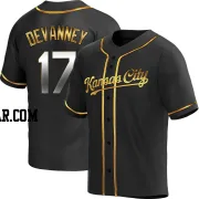 Cam Devanney Men's Kansas City Royals Black Golden Replica Alternate Jersey
