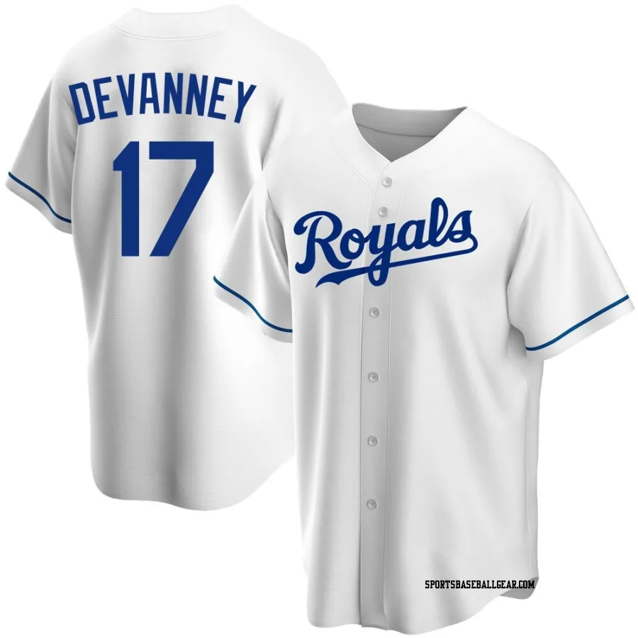 Cam Devanney Men's Kansas City Royals White Replica Home Jersey