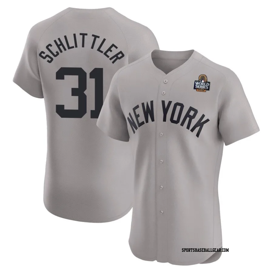 Cam Schlittler Men's New York Yankees Gray Elite Road 2024 World Series Jersey