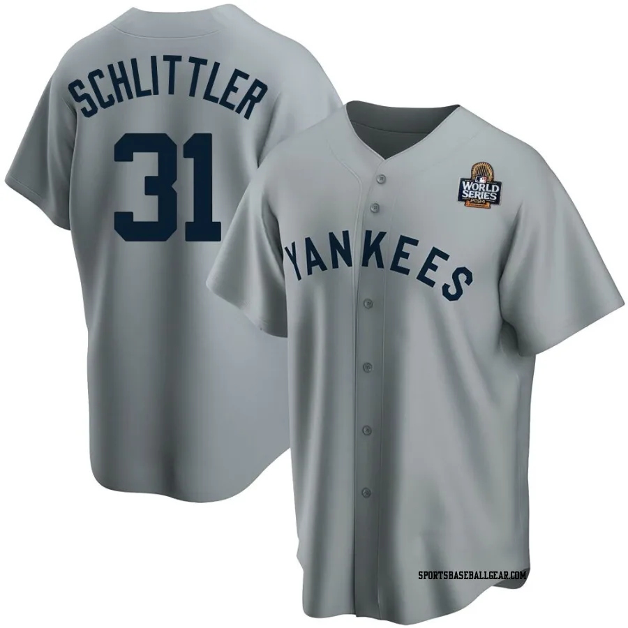 Cam Schlittler Youth New York Yankees Gray Replica Road Cooperstown Collection 2024 World Series Jersey