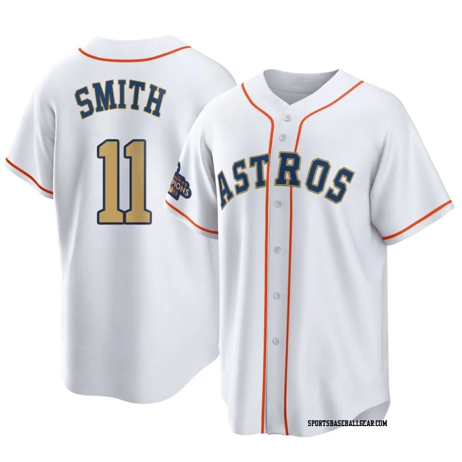 Cam Smith Men's Houston Astros Gold Replica White 2023 Collection Jersey