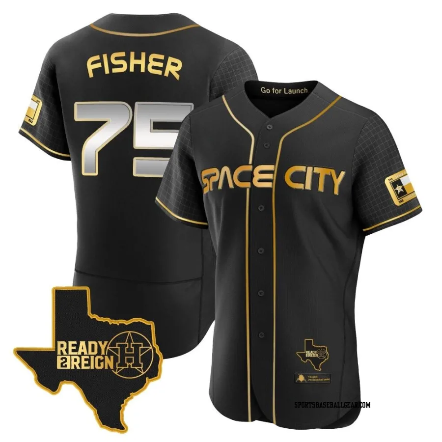 Cameron Fisher Men's Houston Astros Black/Gold Authentic 2023 Space City Ready 2 Reign Flex Base Jersey