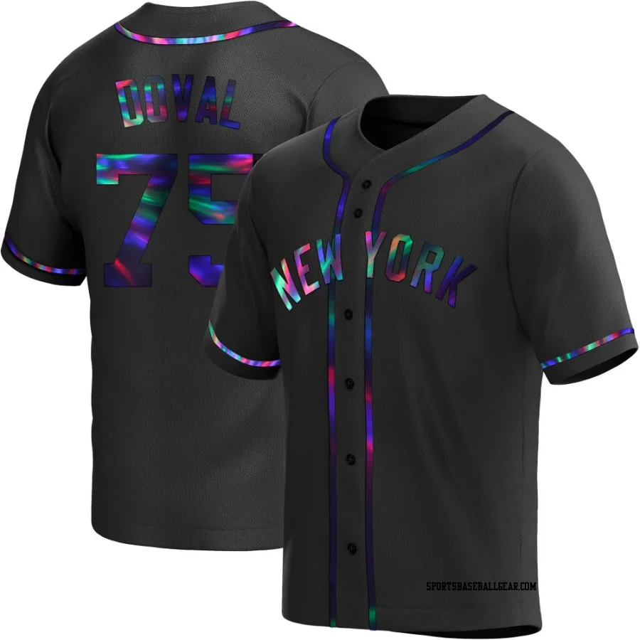 Camilo Doval Men's New York Yankees Black Holographic Replica Alternate Jersey